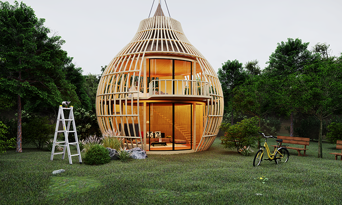 Double bird cage holiday home